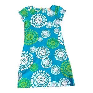 HATLEY  Disco 60s Turquoise Aztec Print Cotton Dress Sz Small Petite